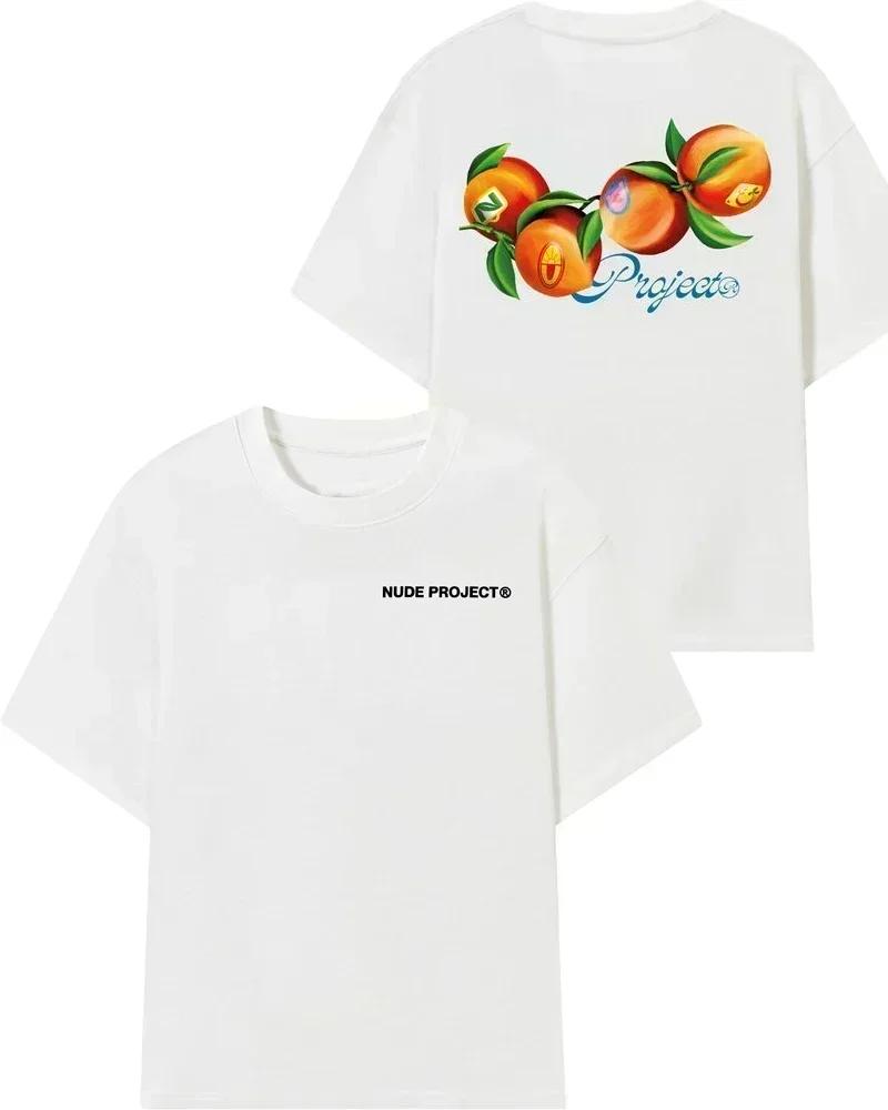 Летняя новинка 2025 года Женская футболка из 100% хлопка с принтом Харадзюку, мужская, с прорезями, в американском уличном стиле, свободного кроя, с вырезом горловины, Y2k