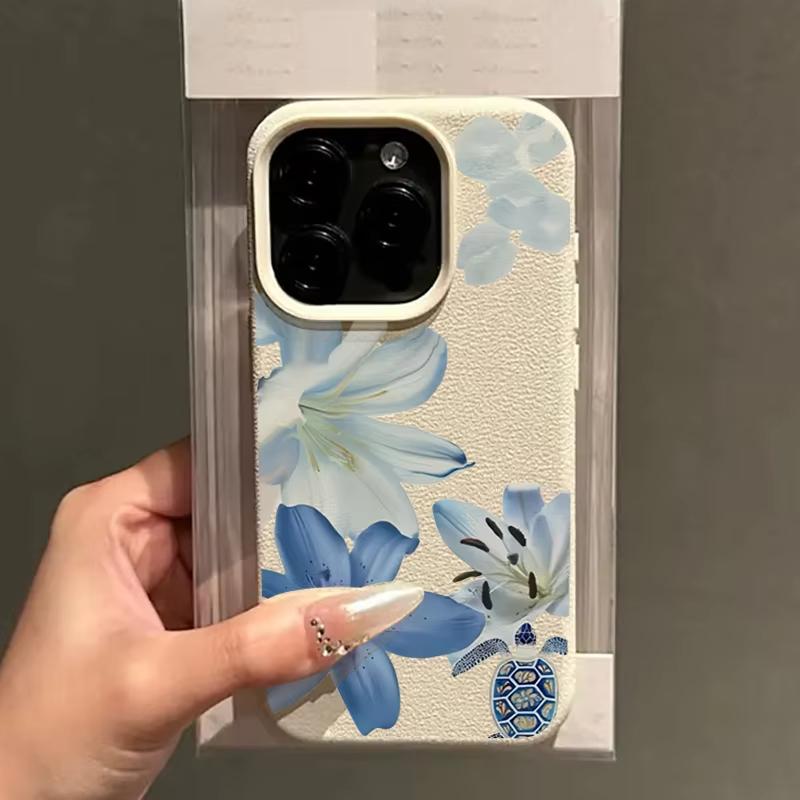 Модный Чехол для Телефона с Узором Личи и Дизайном Цветов Лилии Для iPhone 17 Pro Max 16 15 14 11 13 12 11 Pro 16E 17Air XR Мягкий Чехол