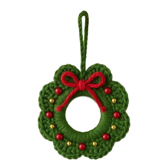 Вязаные крючком рождественские венки-украшения маленькие ручной работы вязаные венки подвесные украшения с