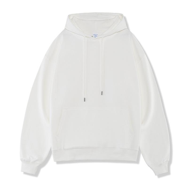 Men's Heavyweight Hoodie 380g French Terry Solid Color American Retro Loose Fit Streetwear Pullover