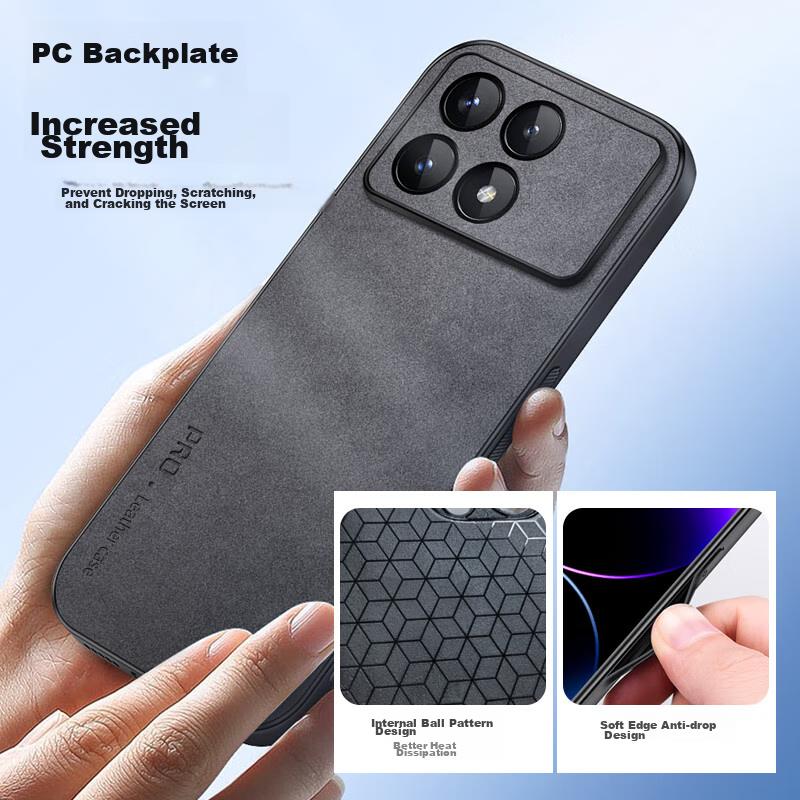 Redmi K70 Phone Case, Redmi K70Pro Protective Cover, Shockproof Lens Full Protection Soft, Simple Luxury Silicone Outer Case, WoAnd Leather Case, Gray