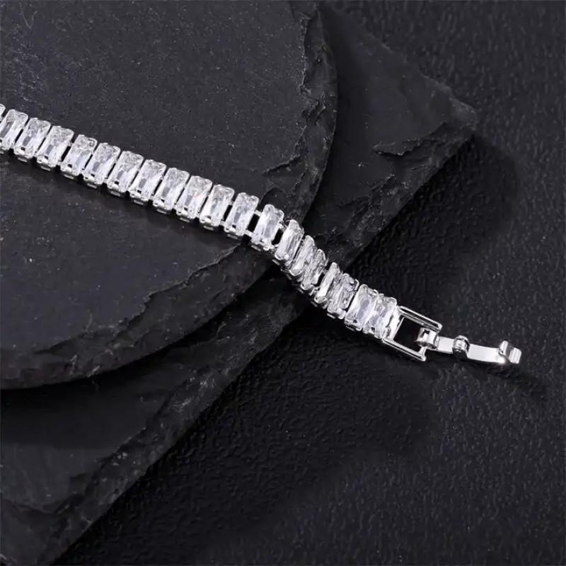 Geometric Zirconia Tennis Bracelet Men Women Titanium Steel Lightweight Luxury Minimalist Jewelry