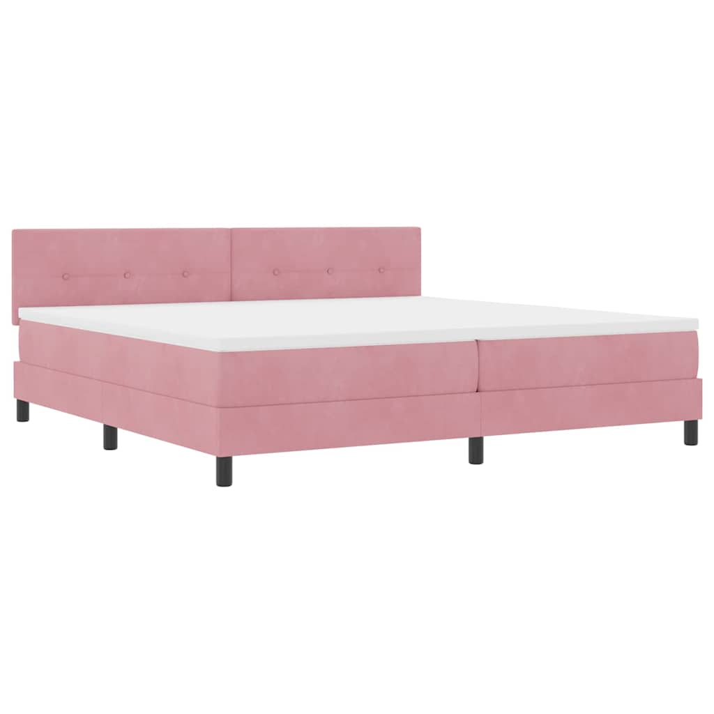 LED Box Spring Bed with Mattress Pink 200 x 200 cm Velvet