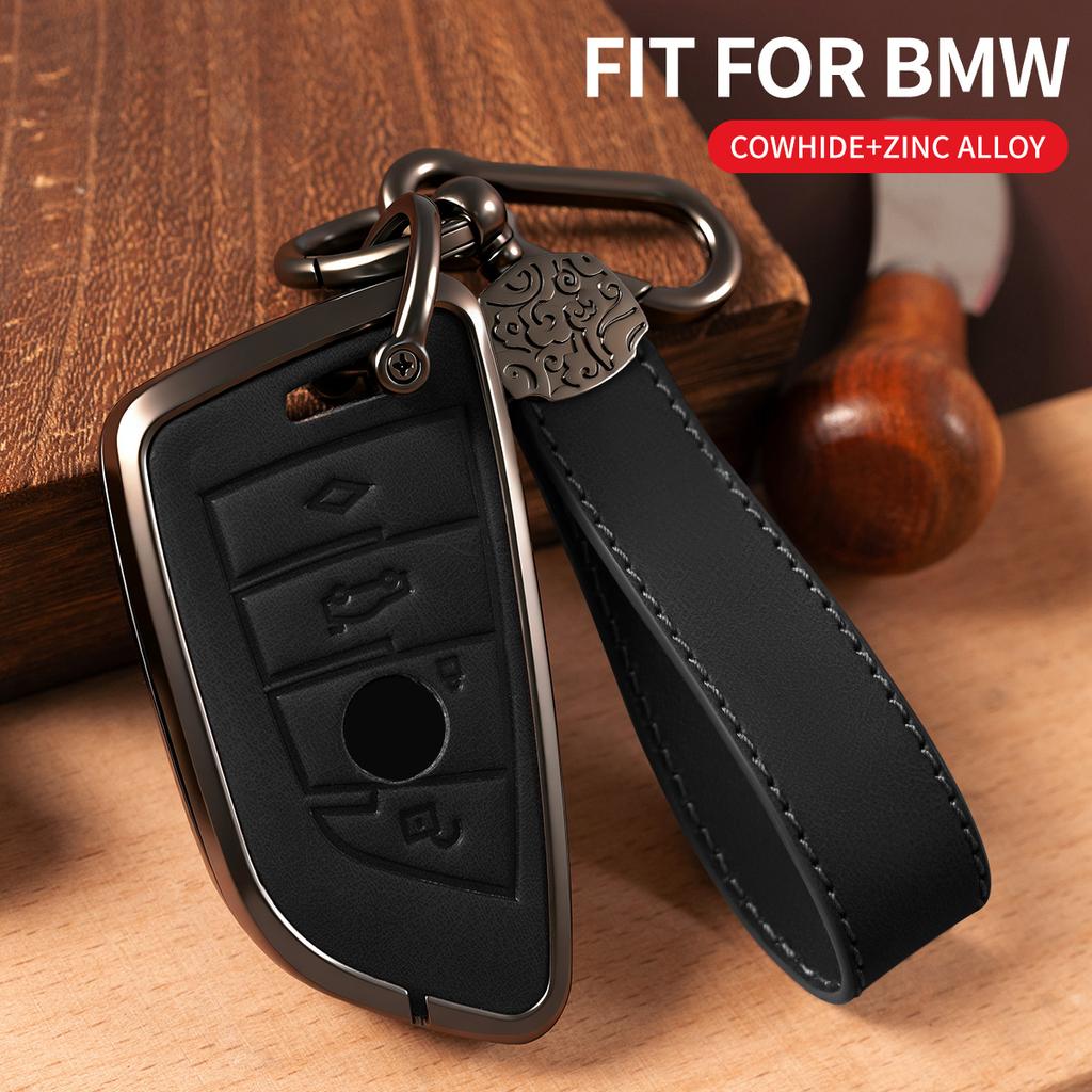 Car Accessories Zinc Alloy Leather Key Case Cover Chain for BMW X1 X3 X4 X5 F15 X6 F16 G30 7 Series G11 F48 F39 520 525 F30 118i