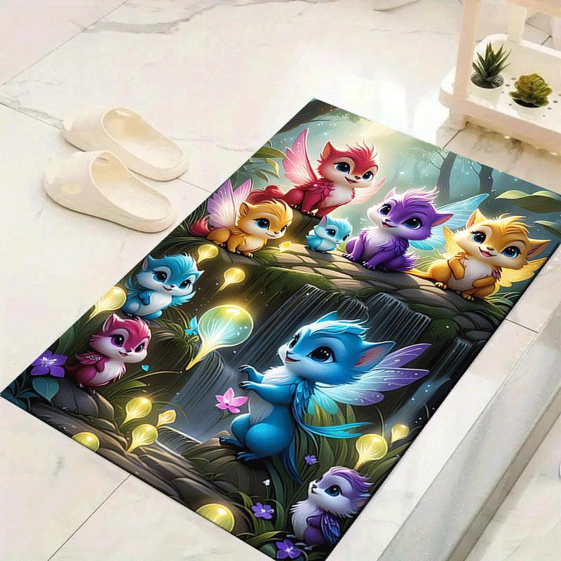 1pc Cute elves Print, Design Indoor Area Rug - Soft, Anti-Slip, and Durable Gaming Room Decor for Bedroom