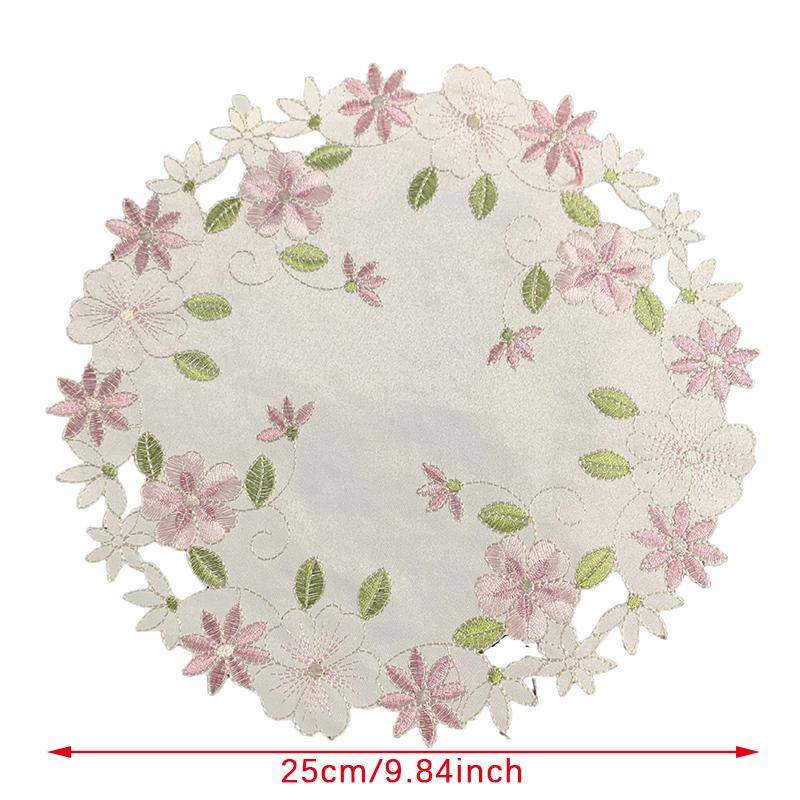 Подставка под тарелку с вышитым цветком розы, подставка под чашку, коврик для стола, кухонный инвентарь