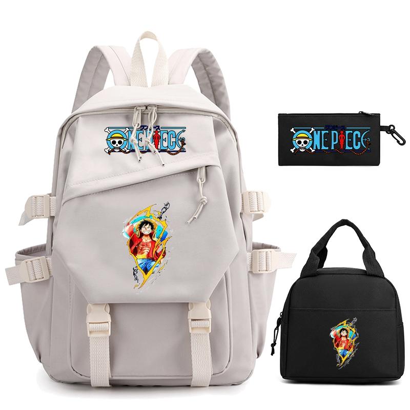 3 шт./компл., цельный нейлоновый рюкзак в стиле аниме с сумкой для обеда для девочек и мальчиков, школьный рюкзак для мужчин и женщин, дорожная сумка для отдыха