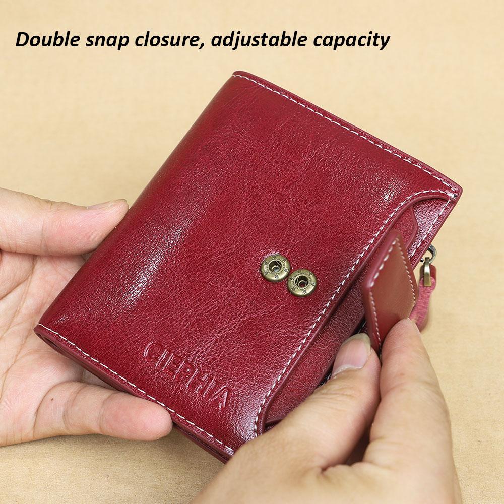 Винтажный женский кошелек из натуральной кожи с блокировкой RFID, короткий многофункциональный кошелек большой емкости на молнии, зажим для денег
