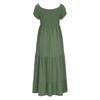 Women's Fashionable Solid Color Pleated Layered Short Sleeved Large Hem Dress