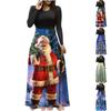 Женская мода, повседневные рождественские принты с круглым вырезом и короткими рукавами, длинные платья большого размера