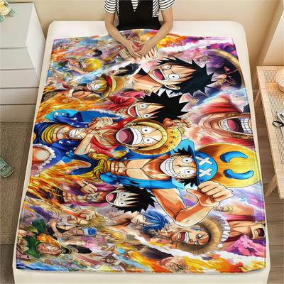 Фланелевое одеяло с принтом персонажей One Piece, Высококачественное, Удобное для всех сезонов, Декор для дома, Тепло и уют, Идеально для рождественских подарков