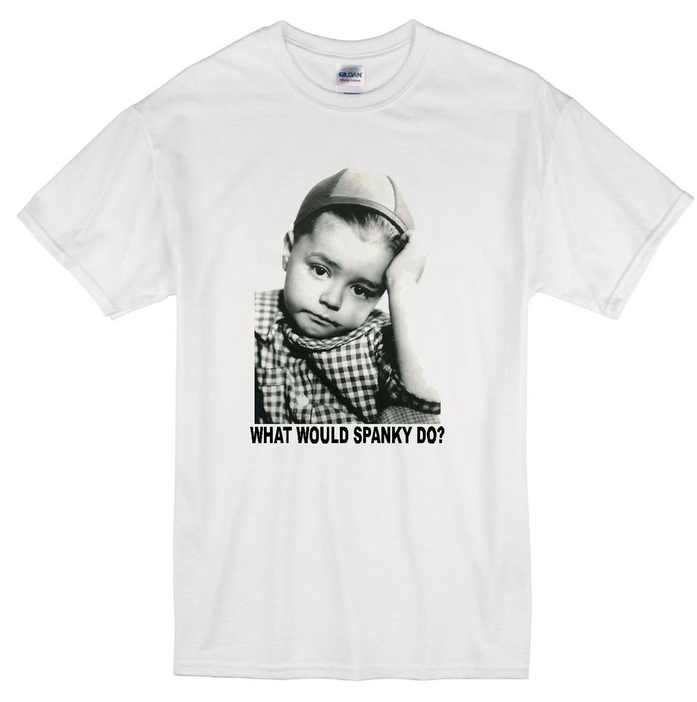 SPANKY WWD? GEORGE MCFARLAND LITTLE RASCALS OUR GANG VINTAGE TV WHITE T-shirt Tops Tees Unisex