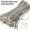 10Pcs Stainless Steel Wire Keychains 1/1.5/2mm Cable Loop Connecter for Luggage ID