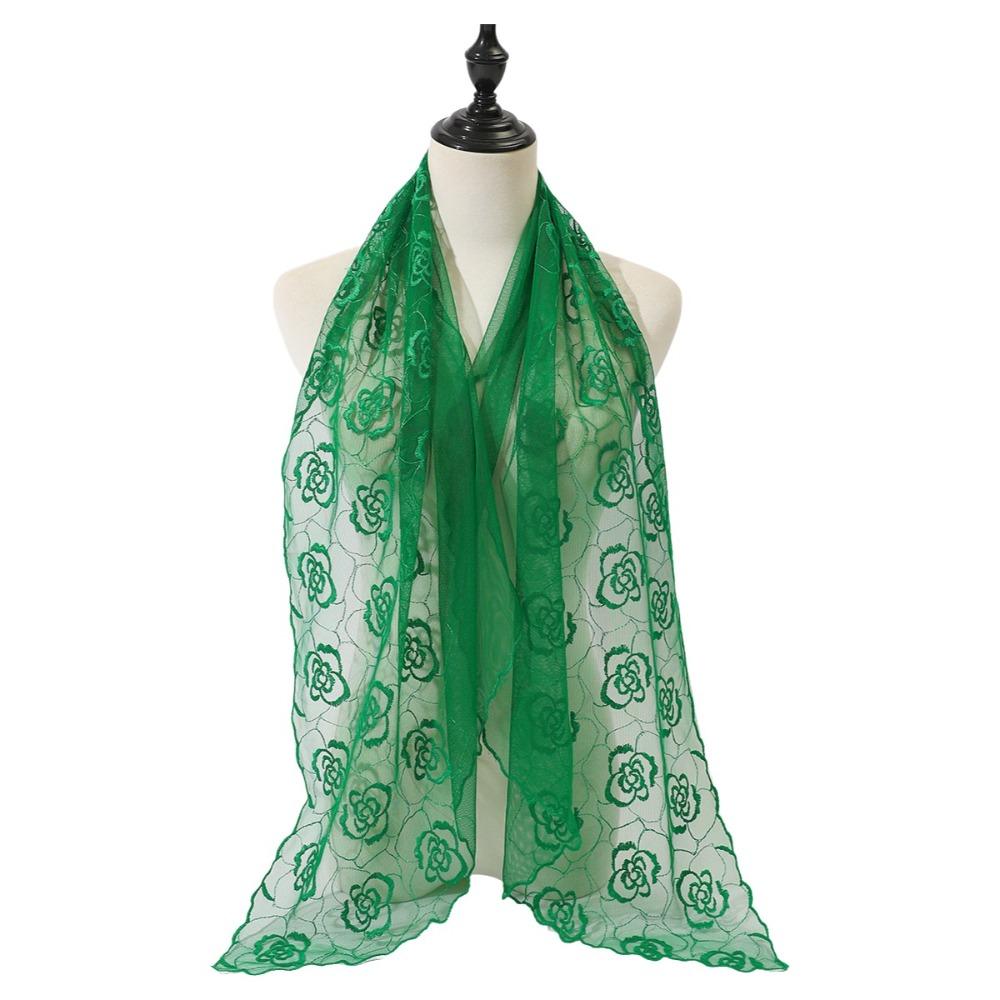 Embroidered Flower Lace Scarf Lightweight Silk Scarf Casual Sunscreen Shawl Women