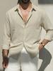 Trendy Men's Long-Sleeve Shirt, Abstract Line Print, Versatile Casual Wear
