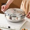 Multi Purpose Stew Simmer Pot Japanese Deep Fryer with Thermometer, 201 Stainless Steel Tempura Pan, 2.2/3.2L Induction for Crispy Food Compatible Oil