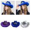 Funny Party Hats Cowgirl Hat Furry Trims Ladies Cowboy Hats for Womens Fedora Western Cowgirl Hat Vintage