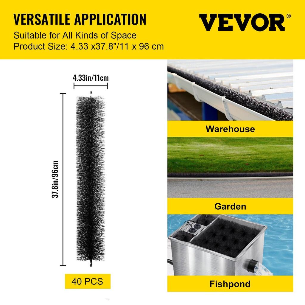 Gutter Guard Brush With 120 FT Length Bristle, 4.33\" Dia. Gutter Brush Leaf Guard Fit for 5 Inches Gutter, Galvanized Steel Wire Gutter Brush, No