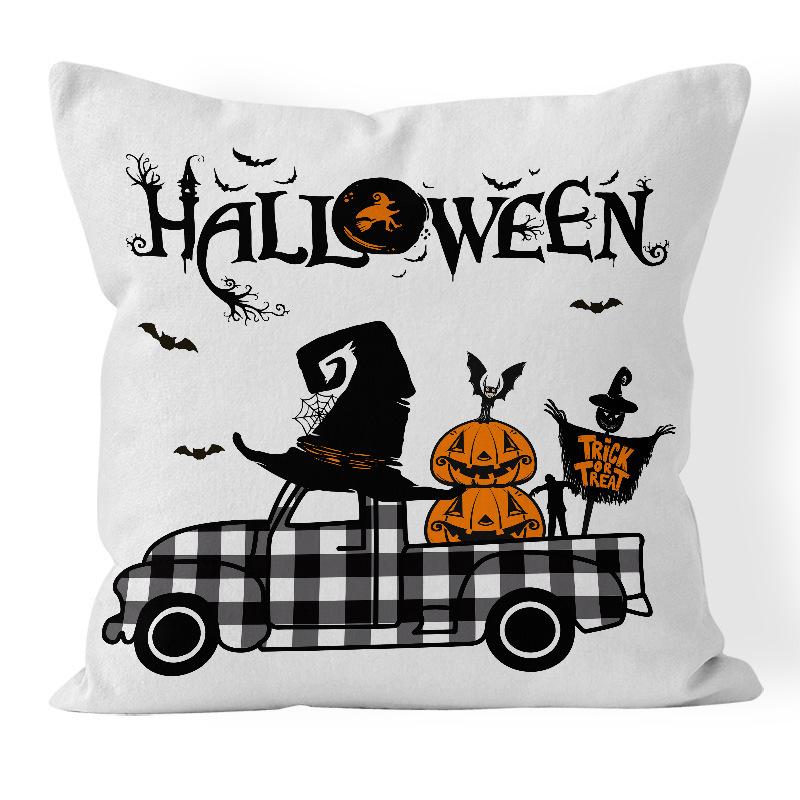 Чехол для подушки на Хэллоуин 45x45, наволочка с тыквой, ведьмой, автомобилем, диванные подушки с принтом, декоративная наволочка, домашний декор, наволочка