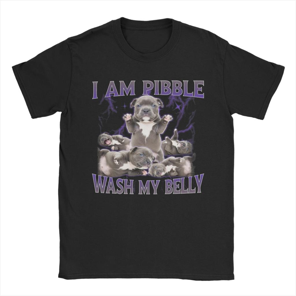 Mens Womens Funny Pibble Meme Wash My Belly T Shirt Cotton Graphic Tee Shirts Clothing Outfits
