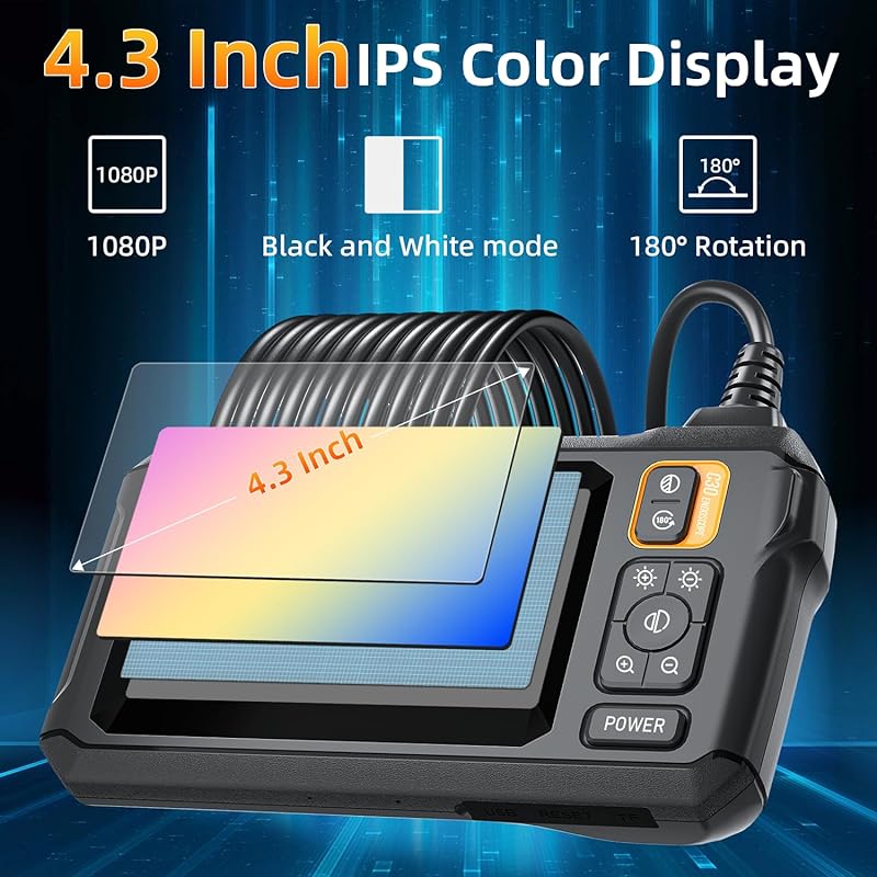 Single&Dual Industrial Endoscope 1080P 4.3 ''IPS Borescope Car Inspection Camera with 8mm IP67 Waterproof Snake Camera ForEngine