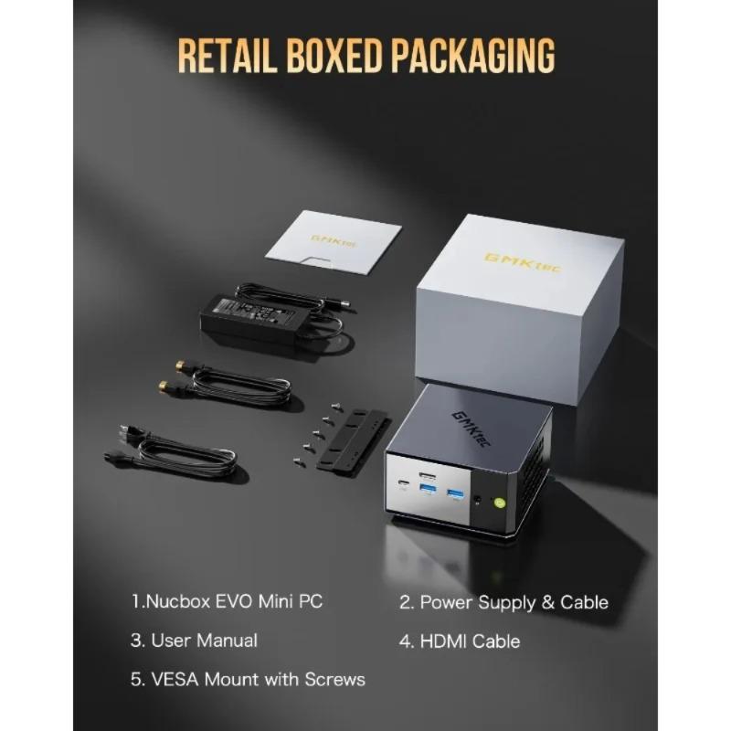 Мини-ПК GMKtec EVO-X1 AMD Ryzen AI 9 HX370 12 ядер 24 потока 32 ГБ LPDDR5 1 ТБ SSD Игровой компьютер ПК с AMD XDNA 2 NPU Мини-ПК