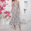 Women's Leopard Print V-neck Halter Sexy Halter Dress