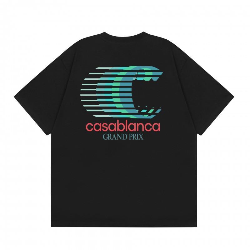 Casablanca Streetwear SS Cotton Short Sleeve T-Shirt Men Women Loose Fit Crew Neck Tee With Letter Print