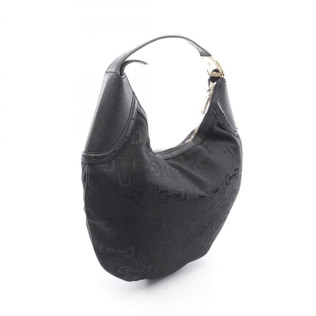 Used GUCCI Horsebit Shoulder Bag 145764 canvas leather Black Used Women
