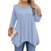 Womens Plus Size 3/4 Sleeve Shirts  Round Neck Tunic Tops Basic Loose Fit Tee Tops L-5XL