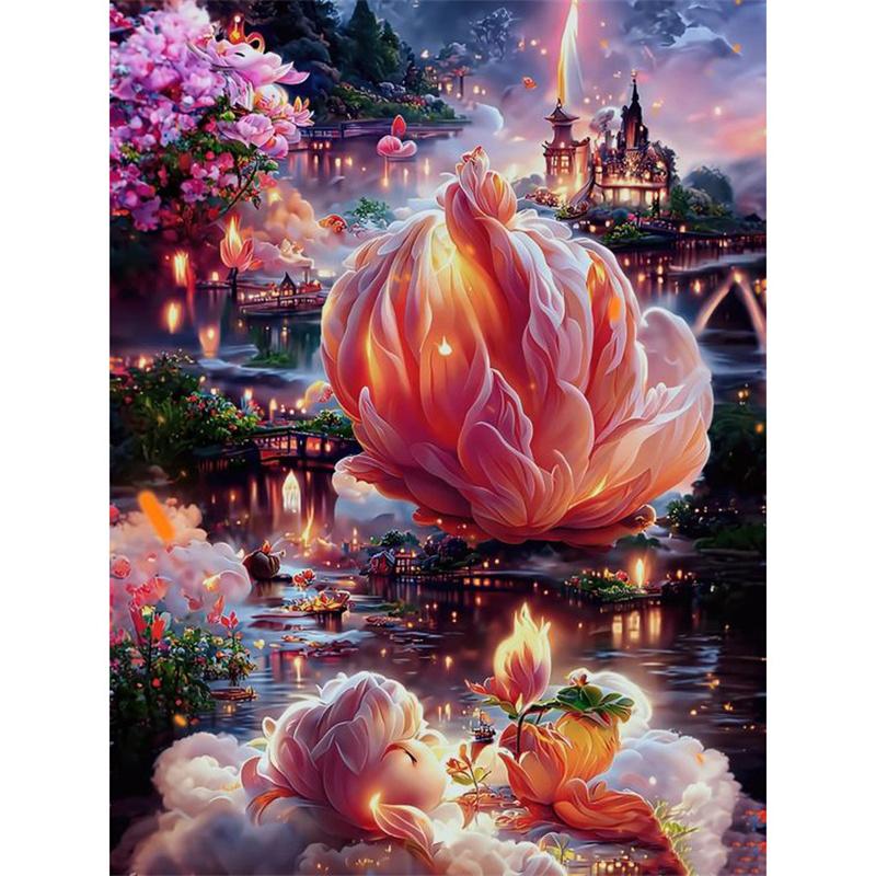 5D DIY Алмазная картина Природа Пейзаж Дом Строительство Алмазная вышивка Картина Полная круглая Алмазная мозаика DIY Домашний декор Подарок