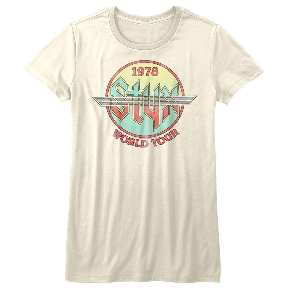 Styx Circle Tour Vintage White Junior Women's T-Shirt