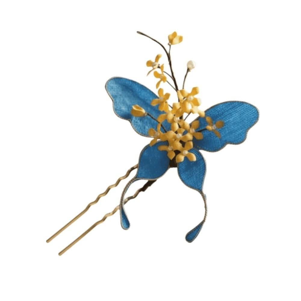 Beautiful Hanfu Butterfly Hair Fork Headwear Exquisite Fairy Side Clips Girls