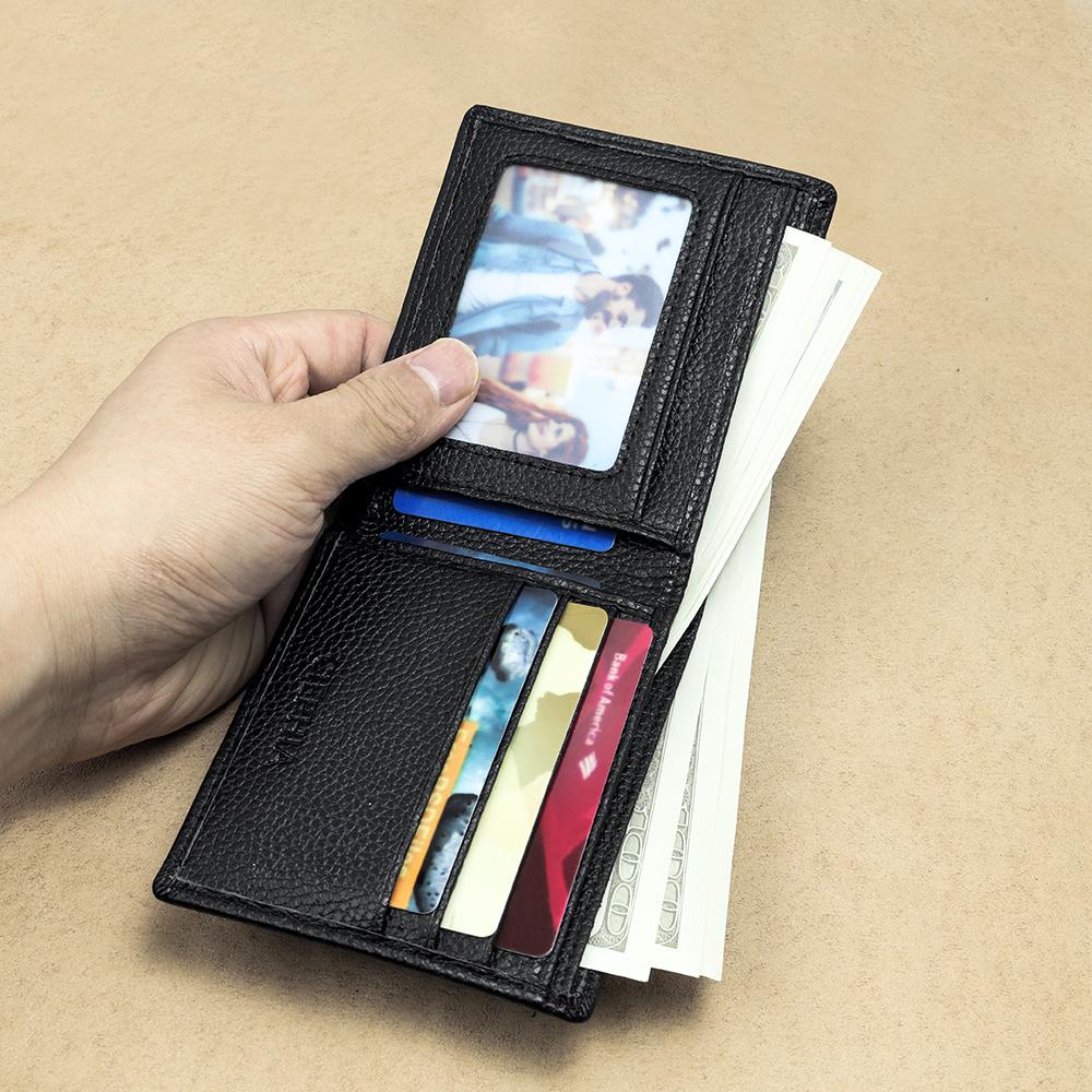 Мужские кошельки из натуральной кожи с RFID-блокировкой, короткий тонкий верхний слой из воловьей кожи, кошелек с несколькими держателями для карт, сумки для денег, подарок для него