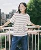 ROIROI Striped Loose Fit Short Sleeve T-Shirt - Ivory