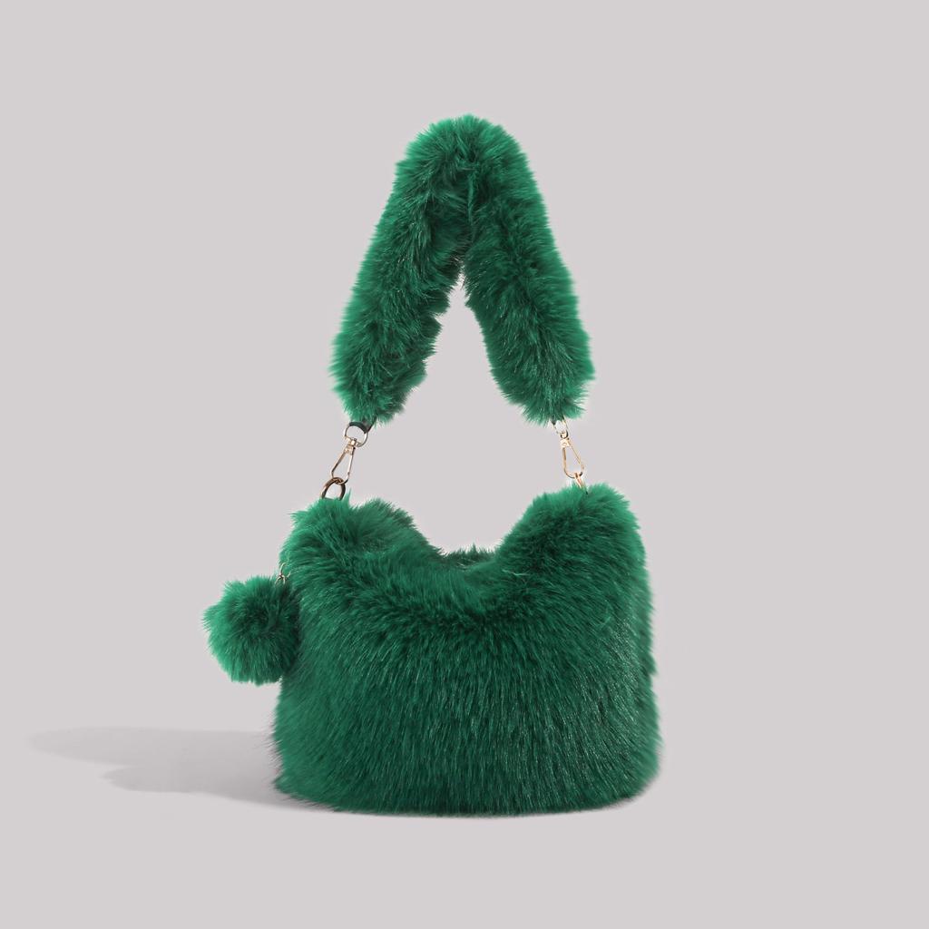 Сумка под мышкой, пушистая сумка, женская, 2025, зима, новая, нишевая, модная, сумочка, на одно плечо, ленивая плюшевая сумка