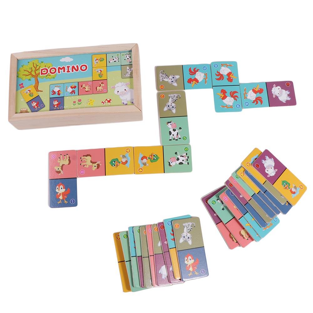 Деревянная игра-головоломка домино с животными Обучающие блоки Деревянный набор строительных блоков домино Дети Тоддлер