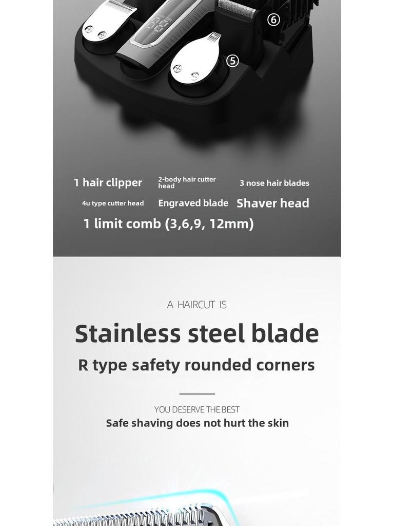 Digital Display Hair Clipper Set: Electric Trimmer for Hair Salons & Precision Shaving