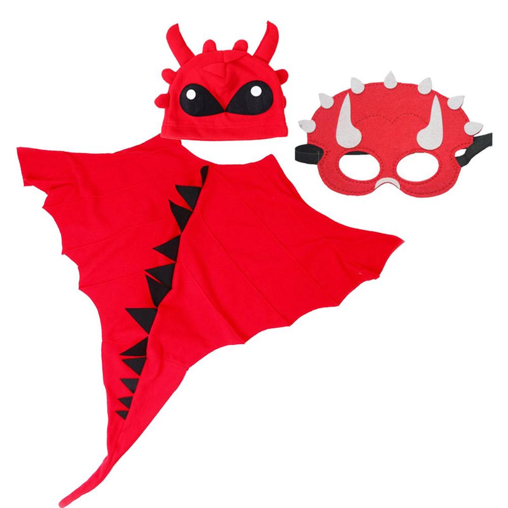 Костюм дракона, детский костюм динозавра для детей, комплект костюма дракона, плащ, шляпа, чехол для лица на Хэллоуин, ролевая игра в стиле динозавра