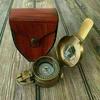 Solid Brass Nautical Marine Vintage Style Military Pocket Sundial Compass Gift