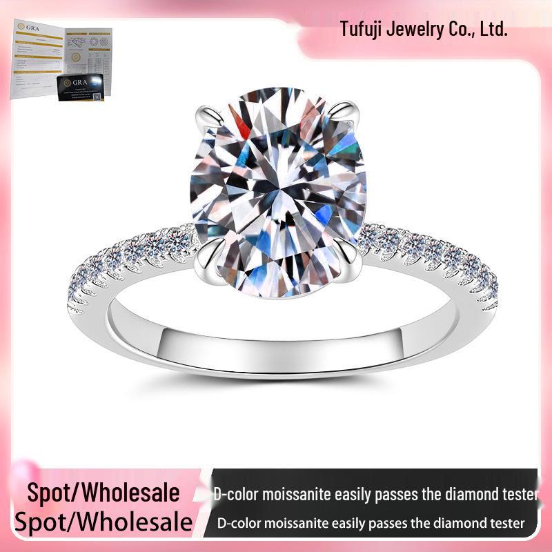 Elegant 12.35 Carat Oval Moissanite Egg-Shaped Ring in Simple S925 Sterling Silver Design