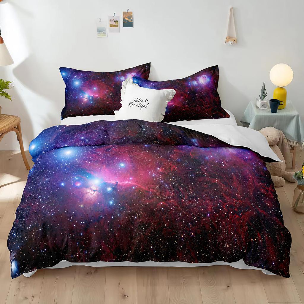 Комплект пододеяльников из полиэстера со звездным небом King Size, белая звезда, красочная галактика, звездное пространство, туманность, абстрактный космос для мальчиков и девочек
