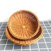 Bread Basket Round Kitchen Storage Basket Hand-Woven Coffee Breakfast Severing Tray Food Storage Platters for Drink Snack Tea