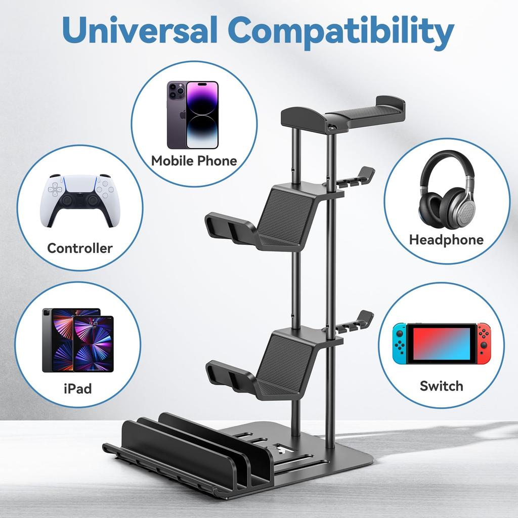 KDD Headphone Stand Game Controller Holder Headset Holder for Desk Earphone Stand with Aluminum Support Bar Universal Storage Organizer Phone &