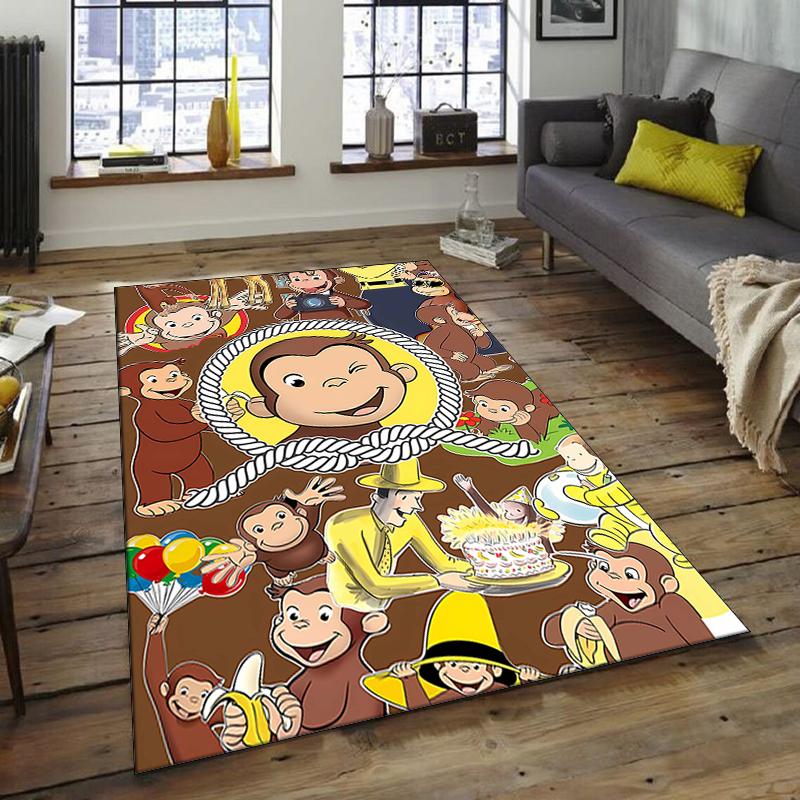 1pc Curious George (5) Design Area Rug - Non-Slip, Soft & Cozy Floor Mat for Living Room, Bedroom, Office - Indoor/Outdoor Decorative Carpet