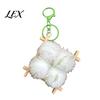 Backpack Decoration Accessories Fermented Bean Curd Plush Keychain, Fluffy Doufu Bag Food Shaped Decor Charm with Keyring, Handbag Purse