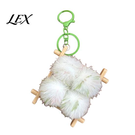 Backpack Decoration Accessories Fermented Bean Curd Plush Keychain, Fluffy Doufu Bag Food Shaped Decor Charm with Keyring, Handbag Purse