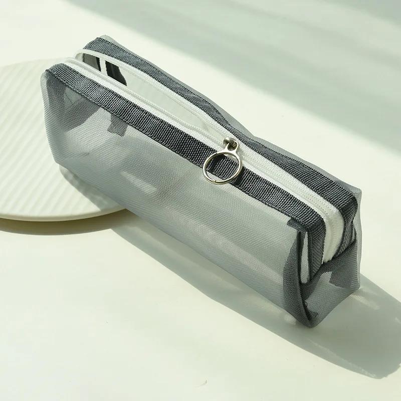 Женская портативная косметичка корейская свежая цветная прозрачная сумка для карандашей детская сумка на молнии для ручек канцелярский органайзер школьные принадлежности