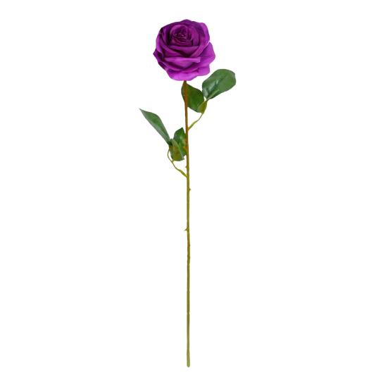 Artificial Rose Flower with Green Leaves Realistic Fake Silk Flower Branch Home Office Wedding Party Faux Bloom Decoration Table Centerpiece
