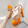 Модный бренд Любовь Стразы/Цветок Ремешок Сандалии Показ модели Бант Высокий каблук Толстый каблук Водонепроницаемая платформа Размер 35-43 Женская обувь